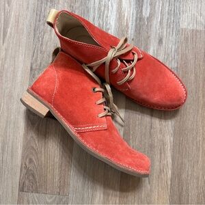 Bussola Red Suede Ankle Boots EU 37 US 7 Comfort Lace Up